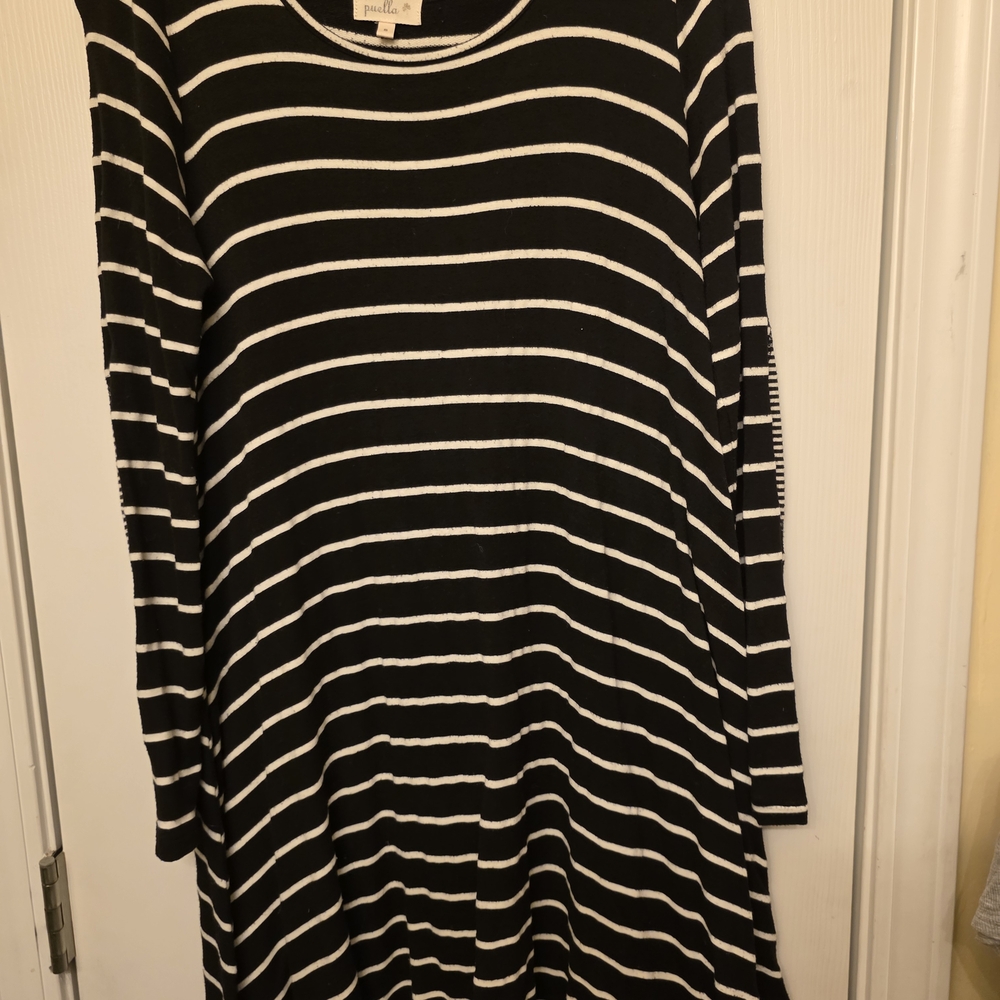 Anthropologie Striped Long Sleeve Dress in Black and White